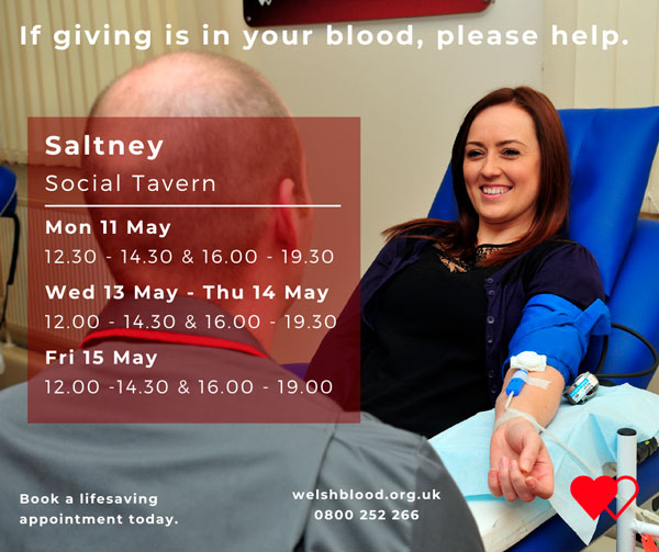 Dates for blood donation in saltney